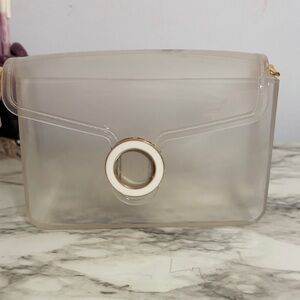 Transparent Women's Bag with Gold Accents